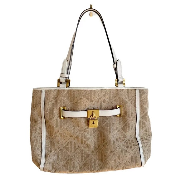 Lauren Ralph Lauren Handbags - LAUREN Ralph Lauren White Tan Logo Shoulder Bag